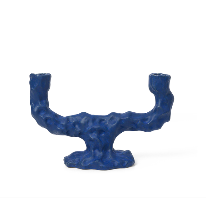 ferm LIVING Dito Candle Holder - Double  - Bright Blu