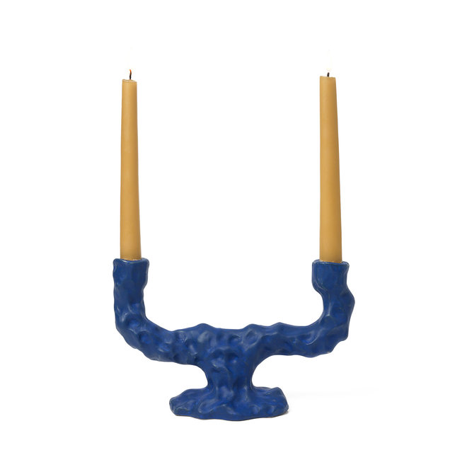 ferm LIVING Dito Candle Holder - Double  - Bright Blu