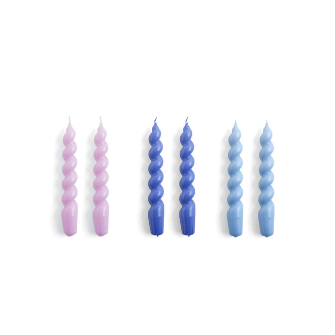 HAY Candle Spiral Set of 6 Lilac Purple Blue Light Blue