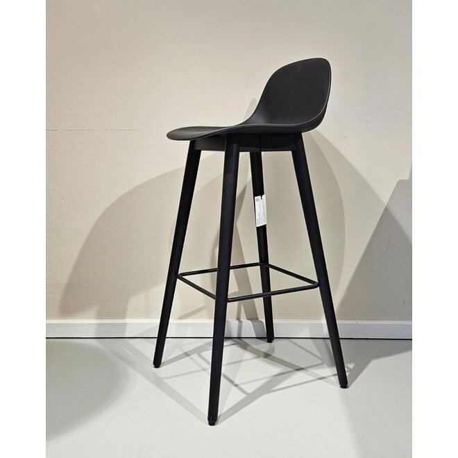 Muuto Fiber Bar Stool w/ back Wood 75cm Black/Black SHOWMODEL