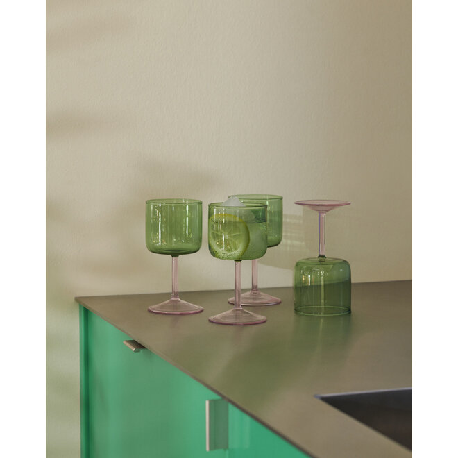 HAY Tint Wine Glass Set of 2 Green and Pink