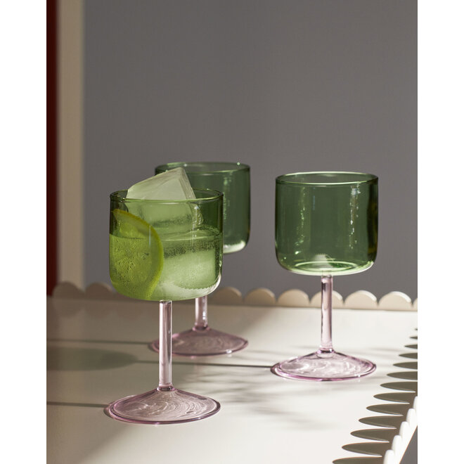 HAY Tint Wine Glass Set of 2 Green and Pink