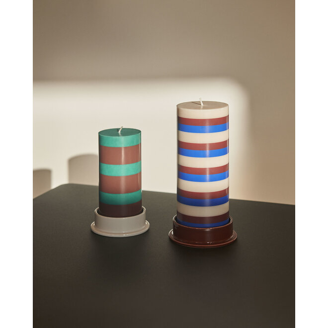 HAY Column Candle Medium Brown and Blue