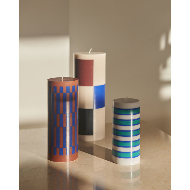 HAY Column Candle Medium Brown and Blue