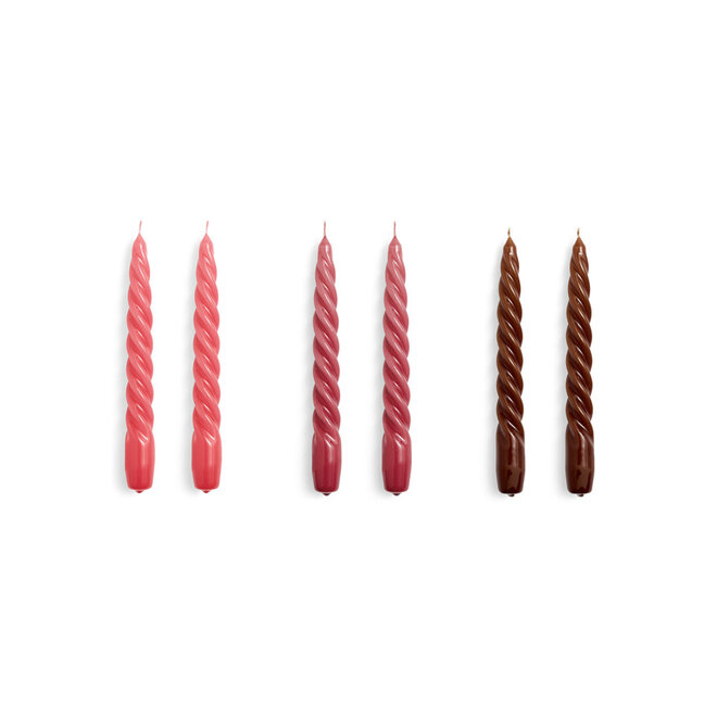 HAY Candle Twist Set of 6 Raspberry Dark Punch Brown