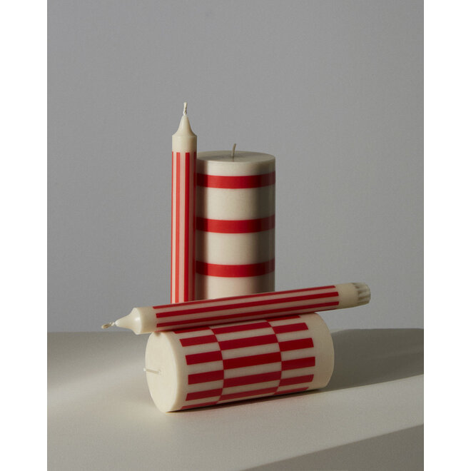 HAY Column Candle Small Off-white and Red