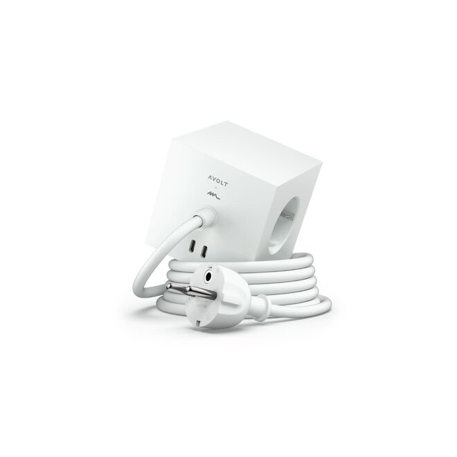 Avolt x Martinelli Luce Square 1 Stekkerdoos Opal White USB-C