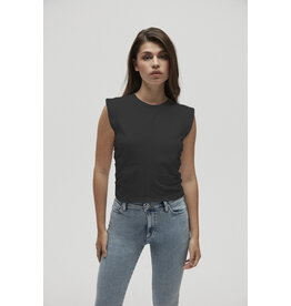 Homage Cropped Top With Gathering, Black