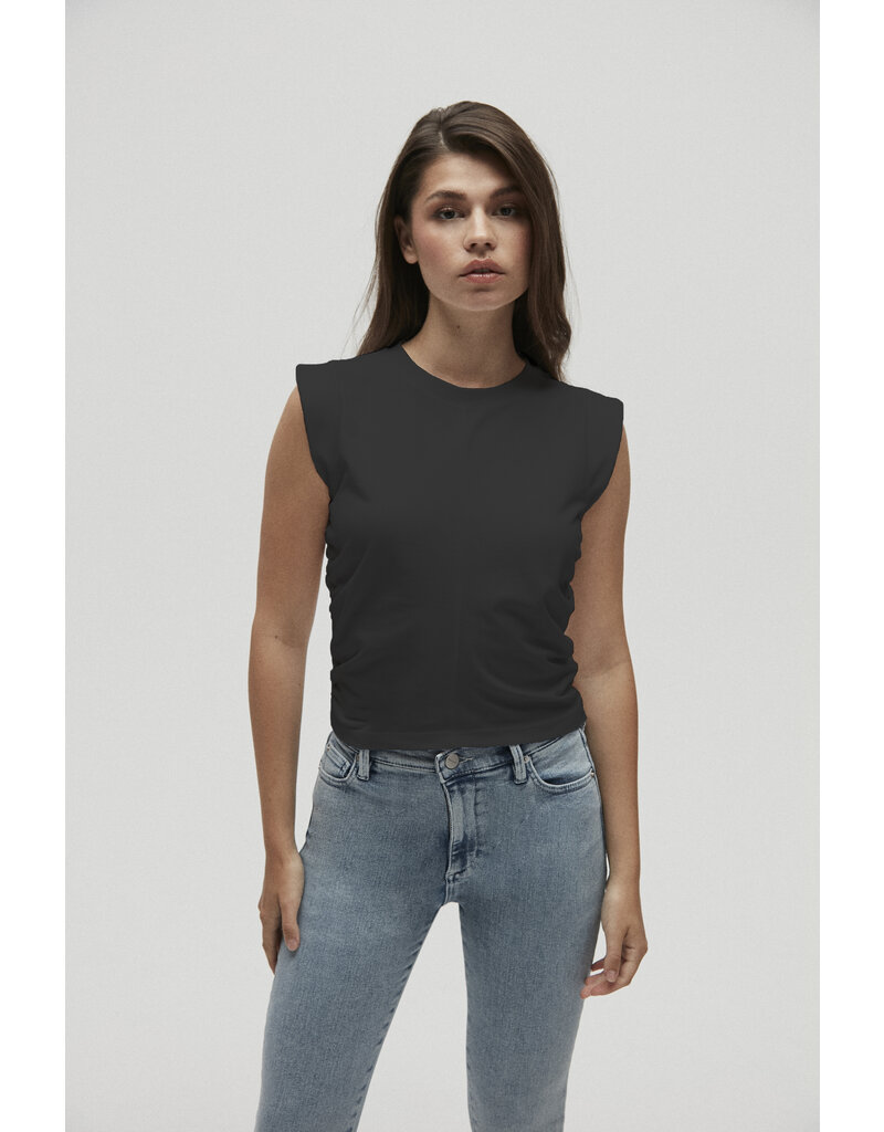 Homage - Cropped Top With Gathering, Black