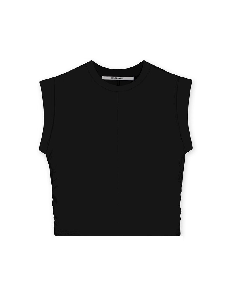 Homage - Cropped Top With Gathering, Black