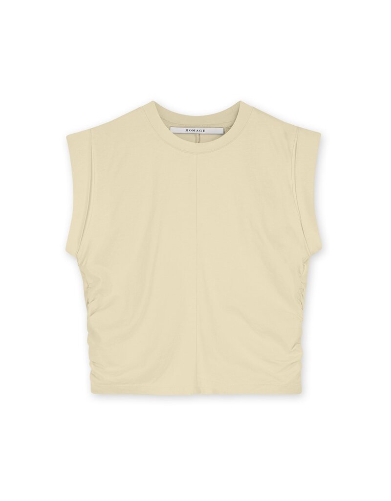 Homage - Cropped Top With Gathering, Yellow