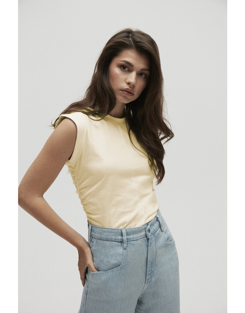 Homage - Cropped Top With Gathering, Yellow