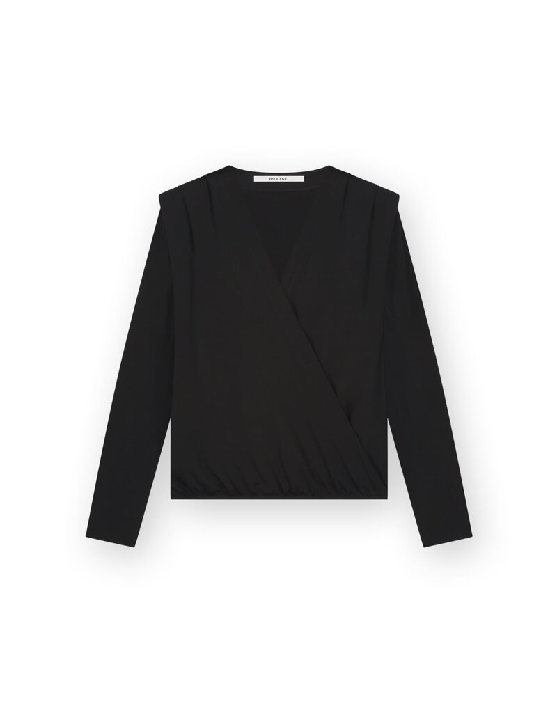 Homage - Flowy Cross Over Top, Black