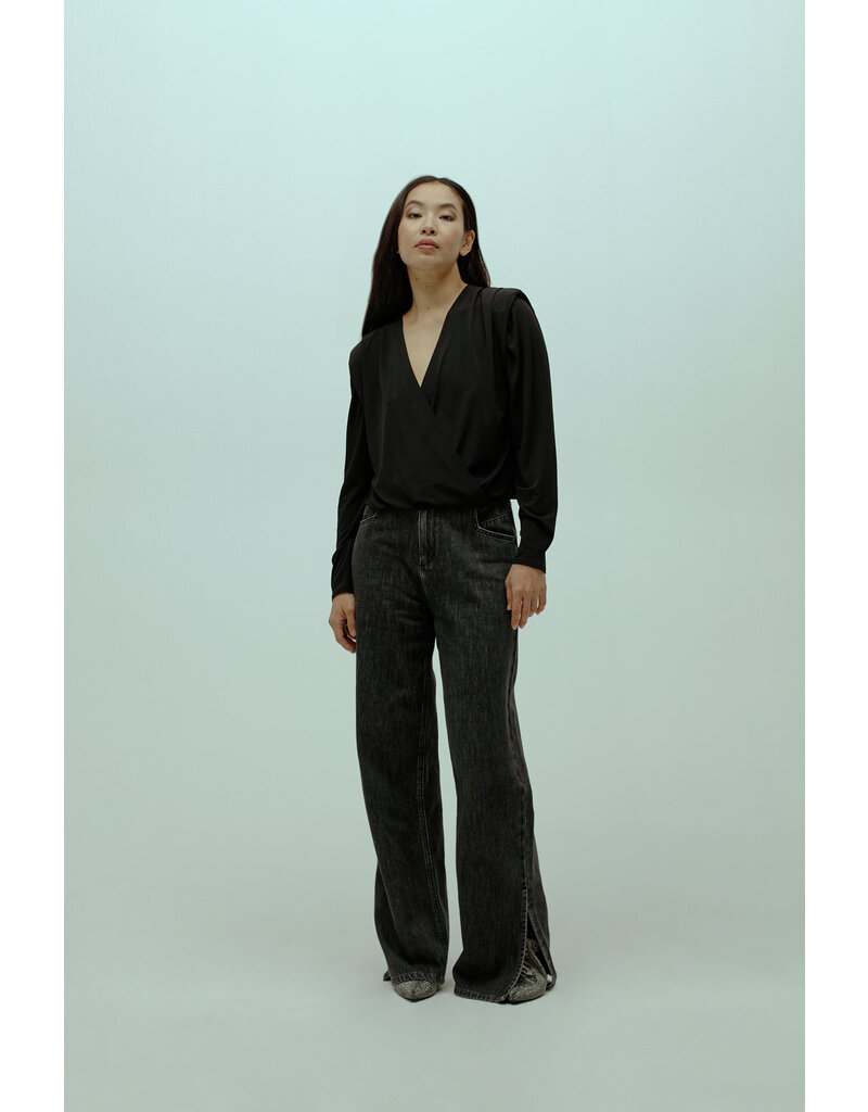 Homage - Flowy Cross Over Top, Black