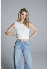 Homage - Rib Cropped Top With Knot, Off White