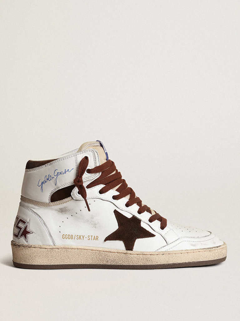 Sky star white/brown laces