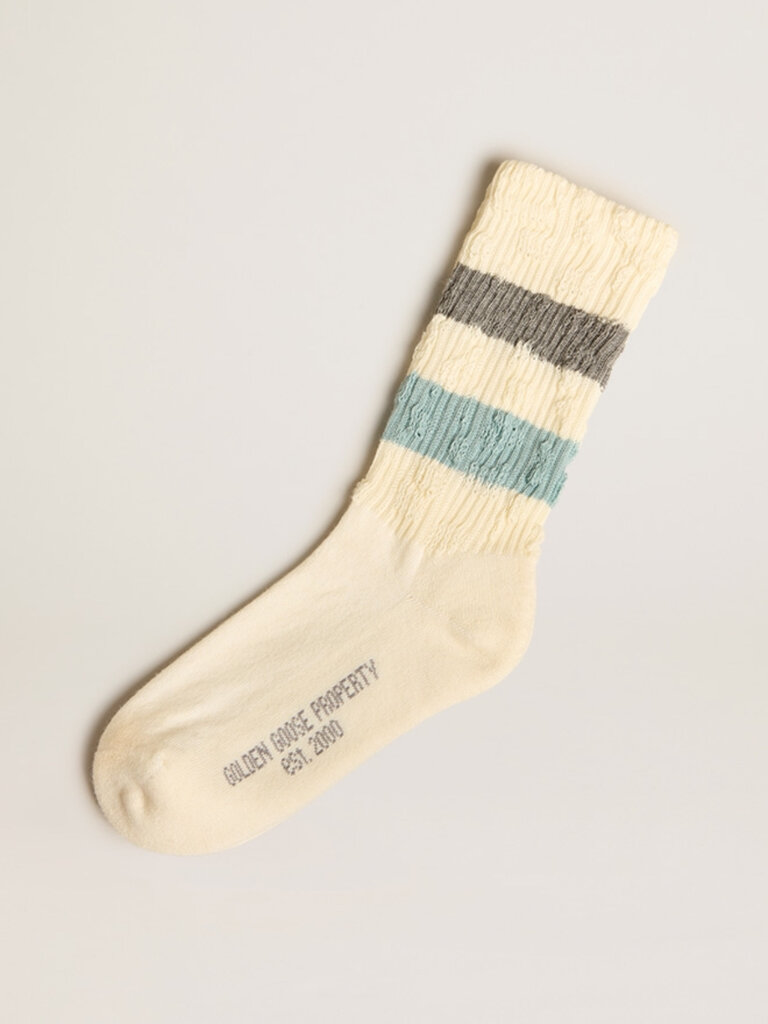 Socks high rib / white-blu