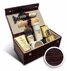 Taylor of Old Bond Street Luxury Men's Grooming Box in Brown Mock-Croc