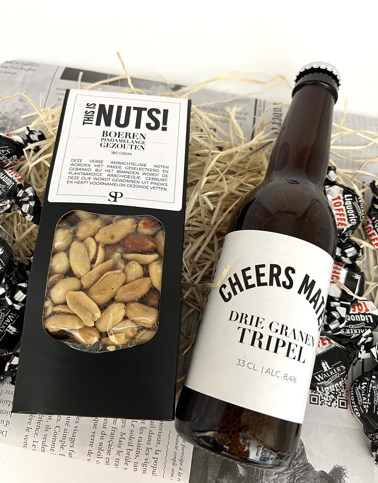 Cadeaupakket Cheers Mate  met bier en notenmix