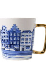 Heinen Delfts Blauw Mok Amsterdams Grachtenpand