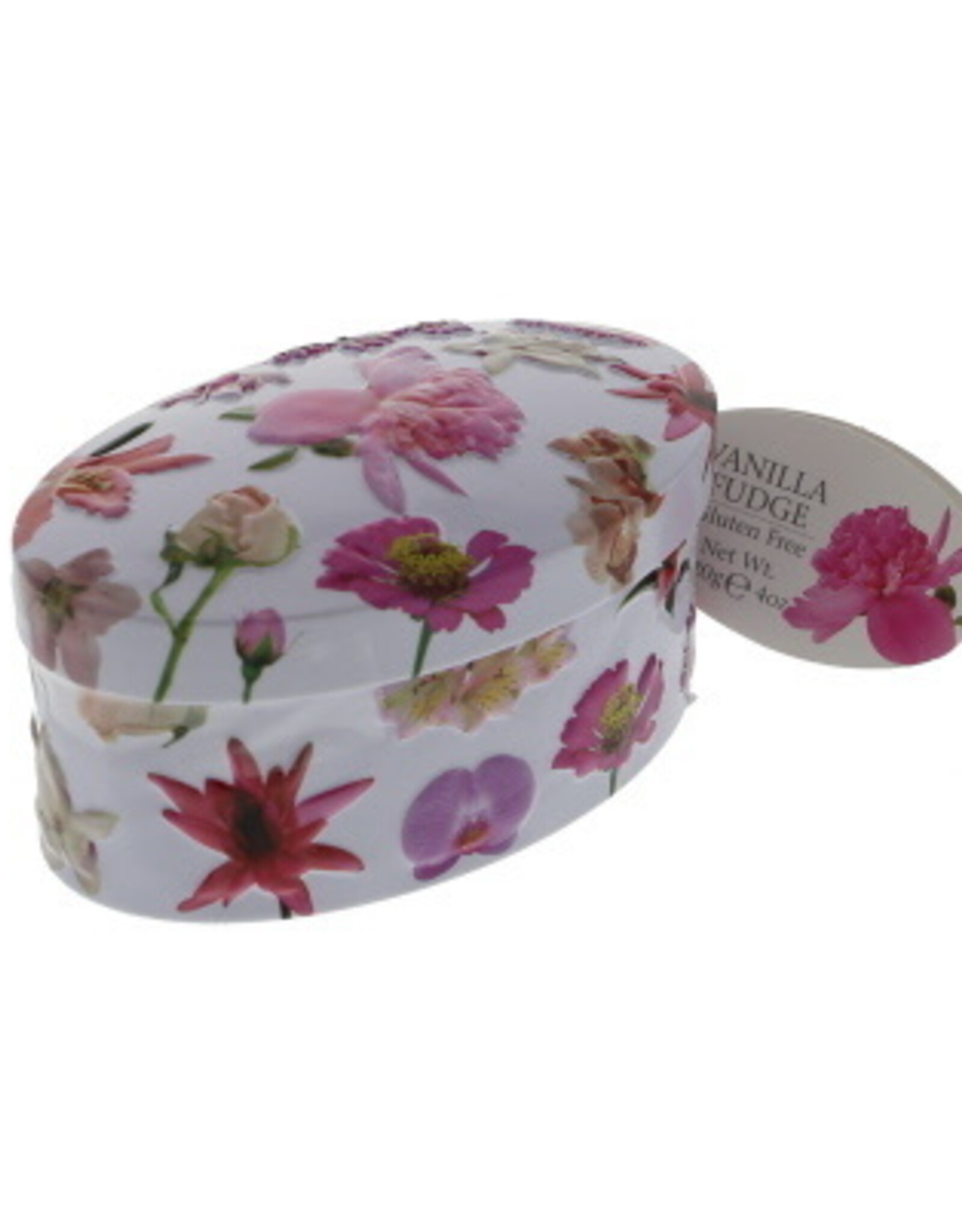 Gardiners of scotland Pink Flower Tin met  vanilla fudge