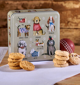 Geschenkblik "Dogs in jumpers"  gevuld met Engelse koekjes