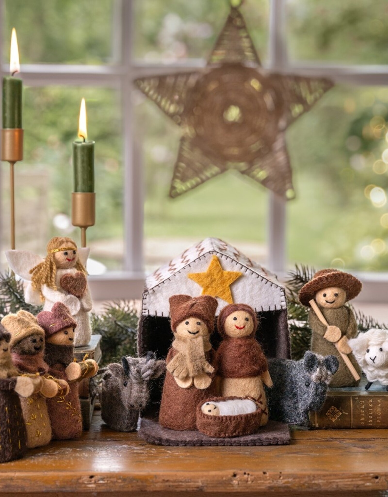 Sjaal met Verhaal Kerststal - Bruin