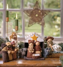 Sjaal met Verhaal Kerststal - Bruin