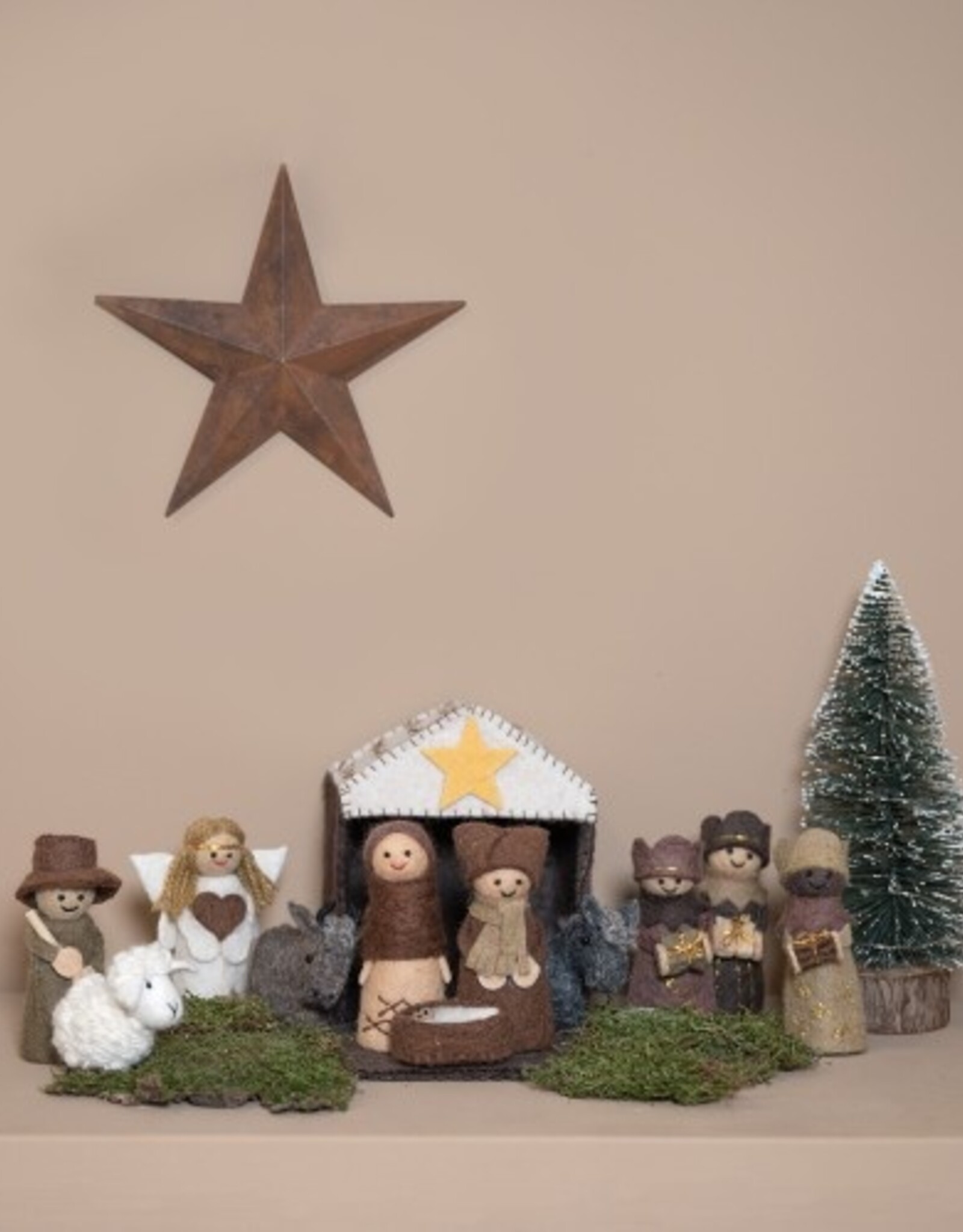 Sjaal met Verhaal Kerststal - Bruin