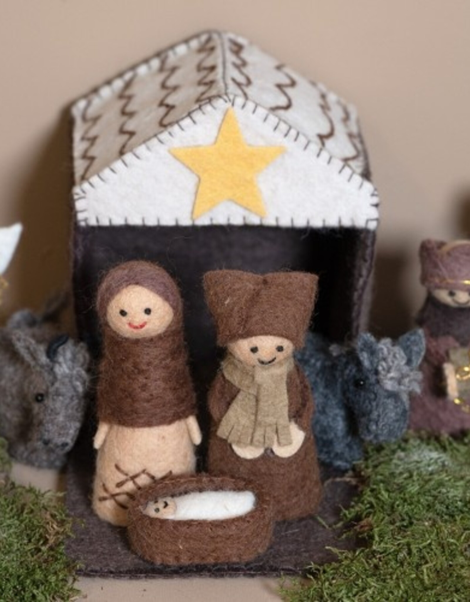 Sjaal met Verhaal Kerststal - Bruin