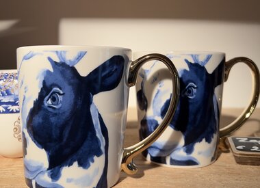 Heinen Delfts Blauw - Mokken