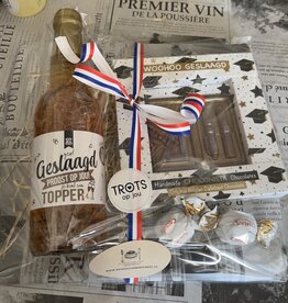 100% leuk Cadeaupakket Geslaagd alcoholvrij met chocolade