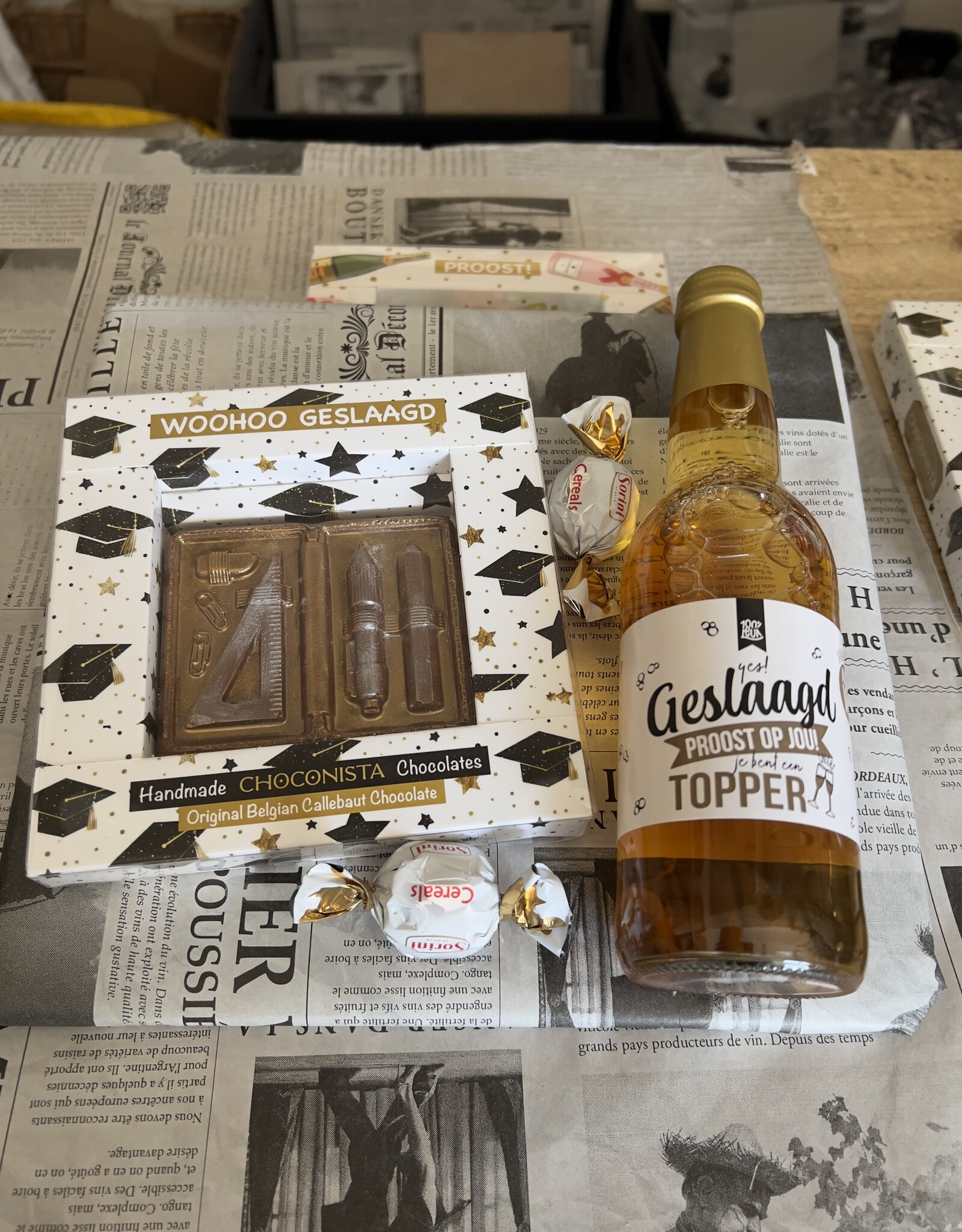 100% leuk Cadeaupakket Geslaagd alcoholvrij met chocolade