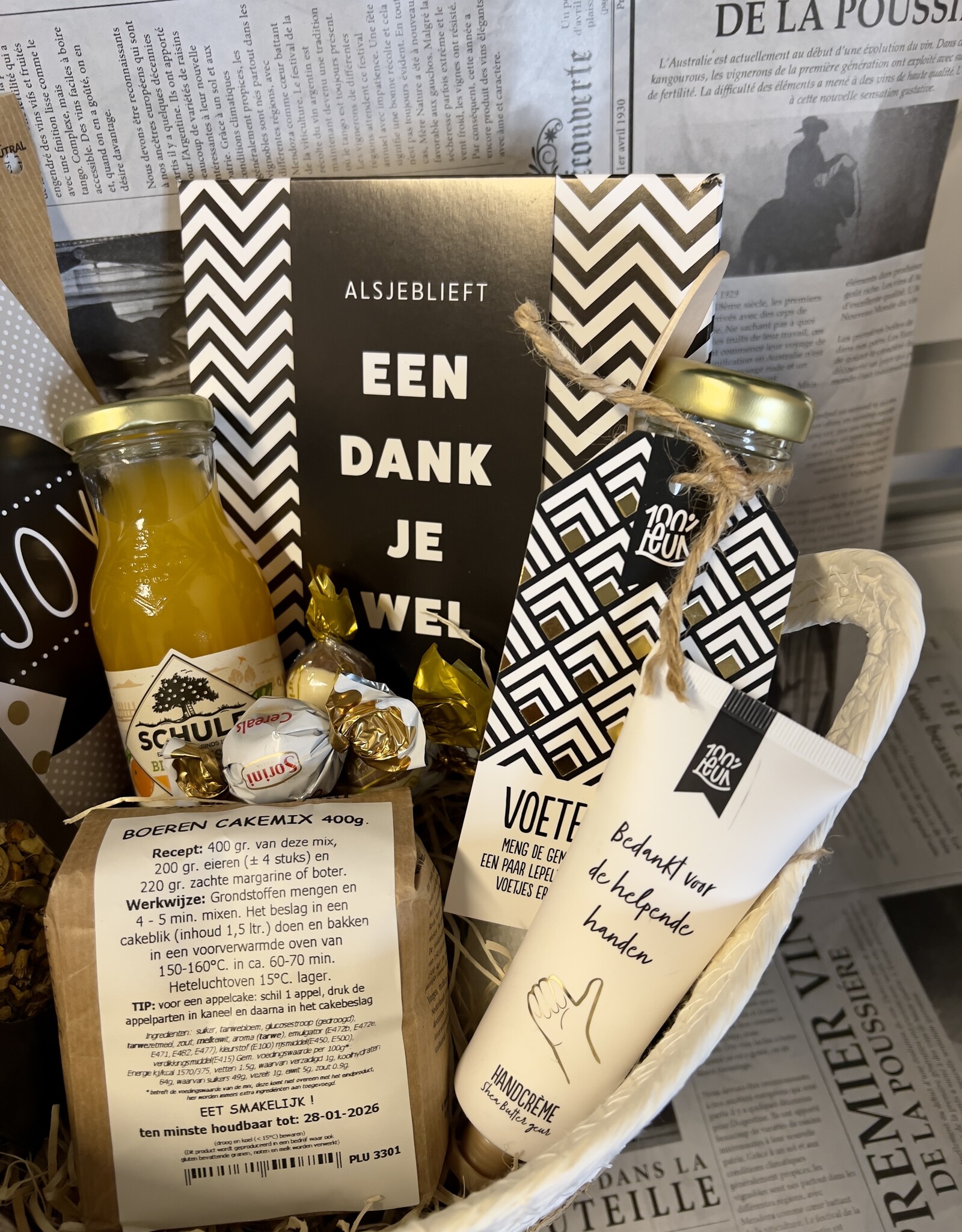 Cadeaupakket  in mand - Bedankt