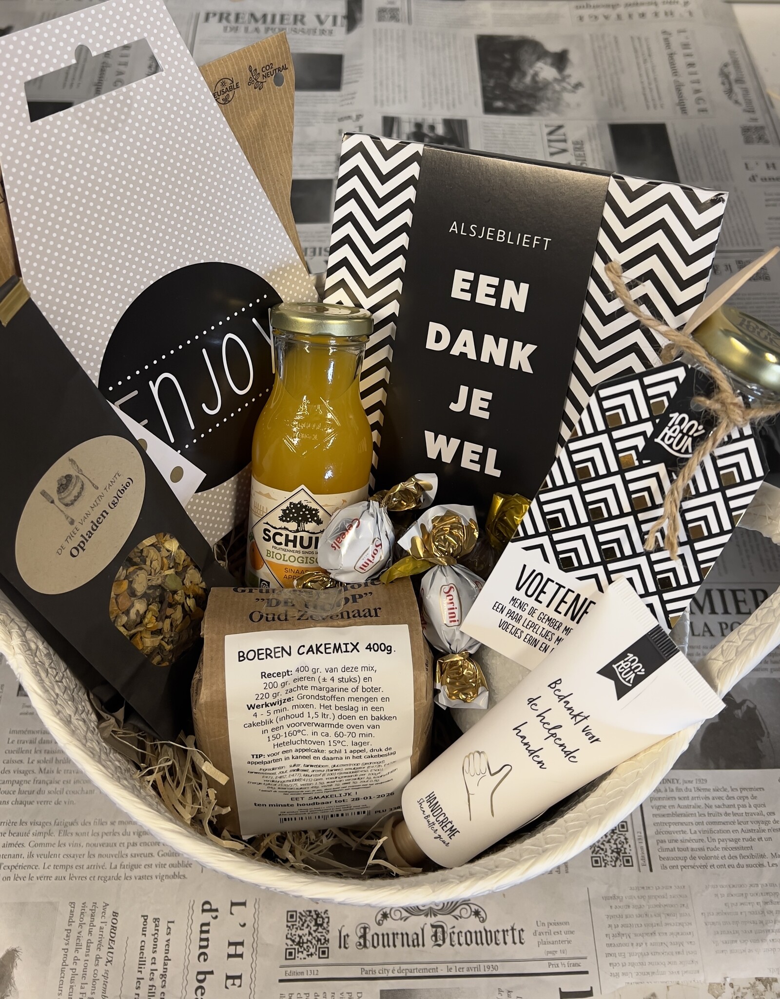 Cadeaupakket  in mand - Bedankt