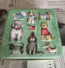 Geschenkblik "Dogs in jumpers"  gevuld met Engelse koekjes