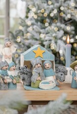 Sjaal met Verhaal Kerststal - Ijsblauw Wit