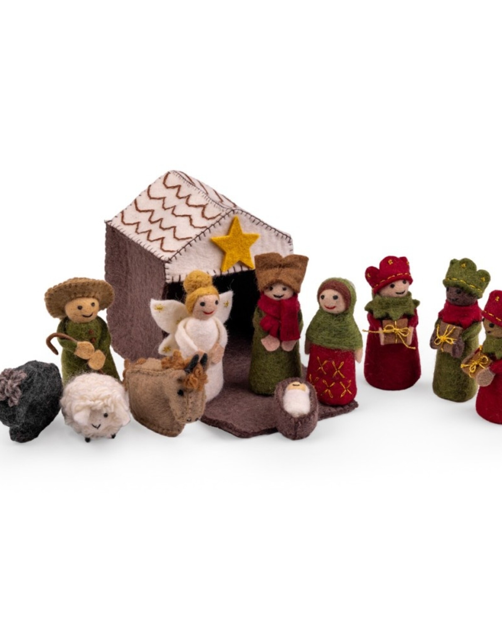 Sjaal met Verhaal Kerststal - Rood Groen