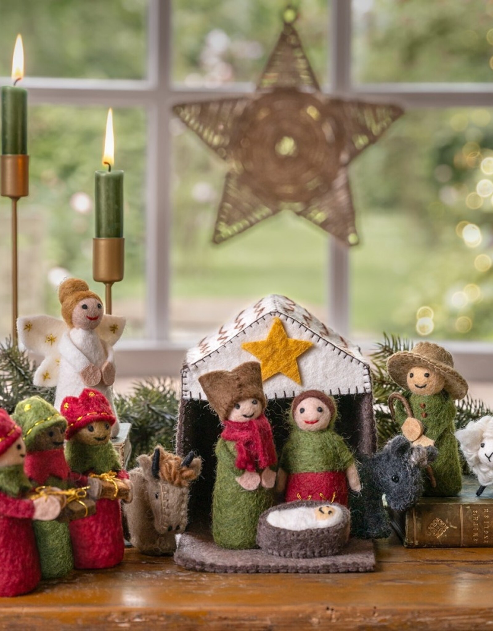 Sjaal met Verhaal Kerststal - Rood Groen