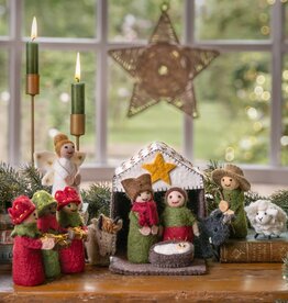 Sjaal met Verhaal Kerststal - Rood Groen