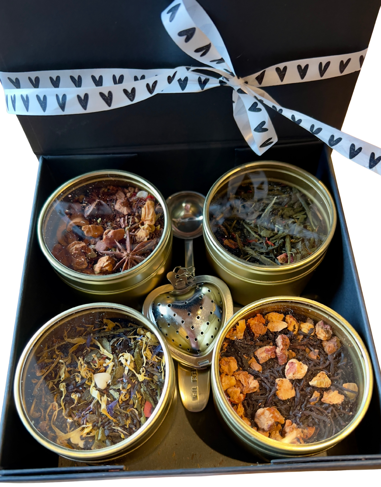 Theedoos - Valentijn - 4 theesoorten inclusief theemaatlepel en theezeefje