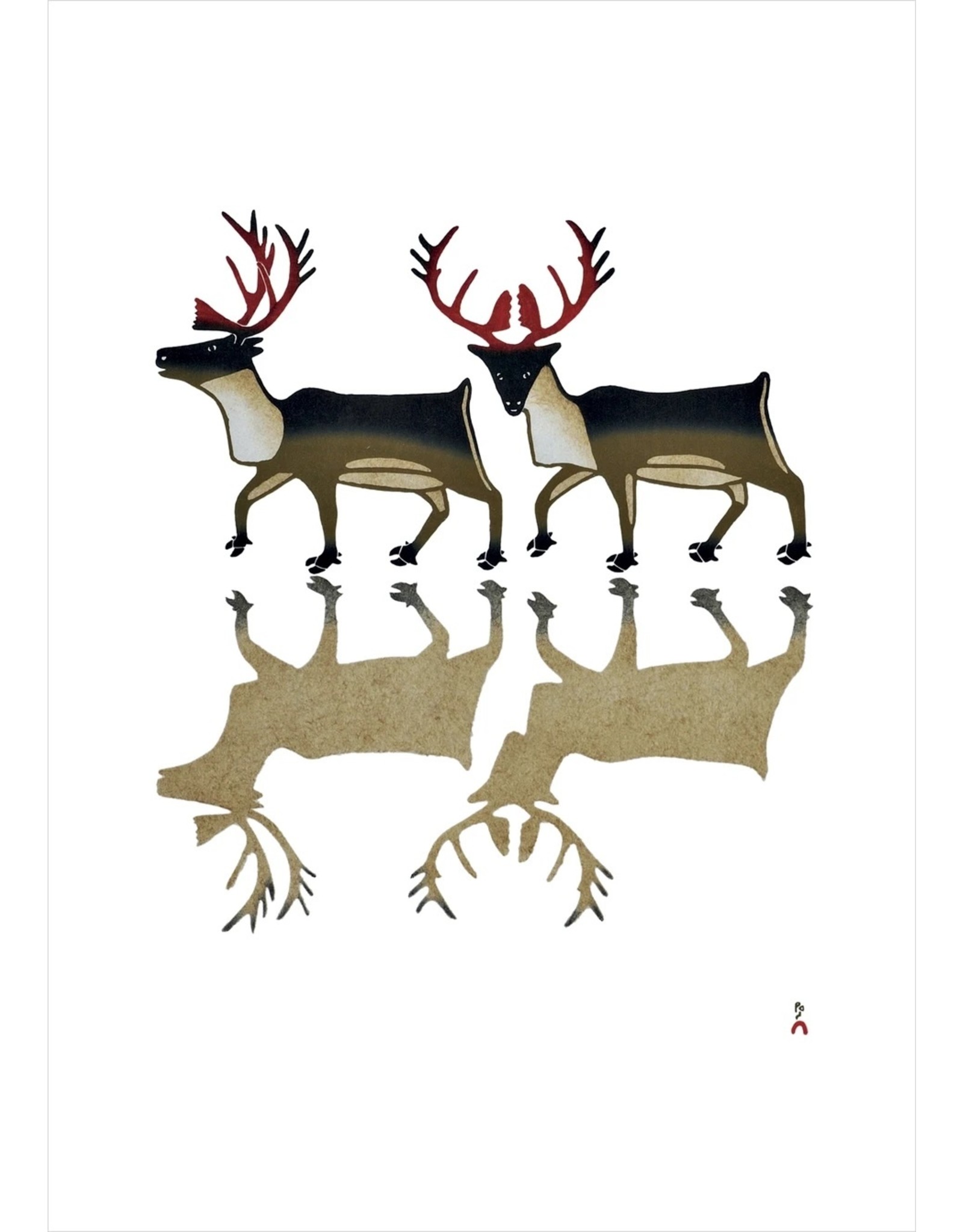 Cape Dorset Art Card: Caribou Reflection