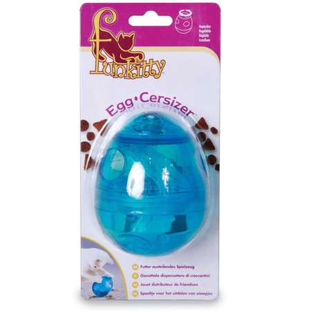 Funkitty Funkitty Egg-Cersizer Kattenspeeltje maak het voor je kat een uitdaging om te snacken.