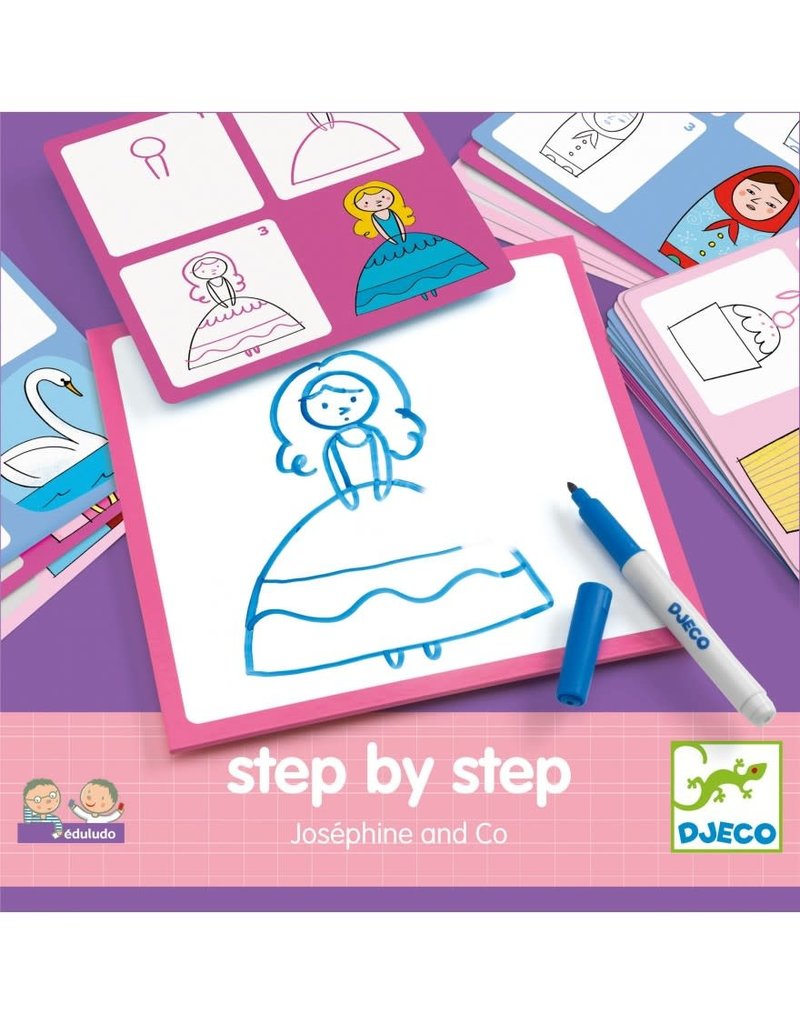 Djeco Tekenkaarten step by step prinsessen