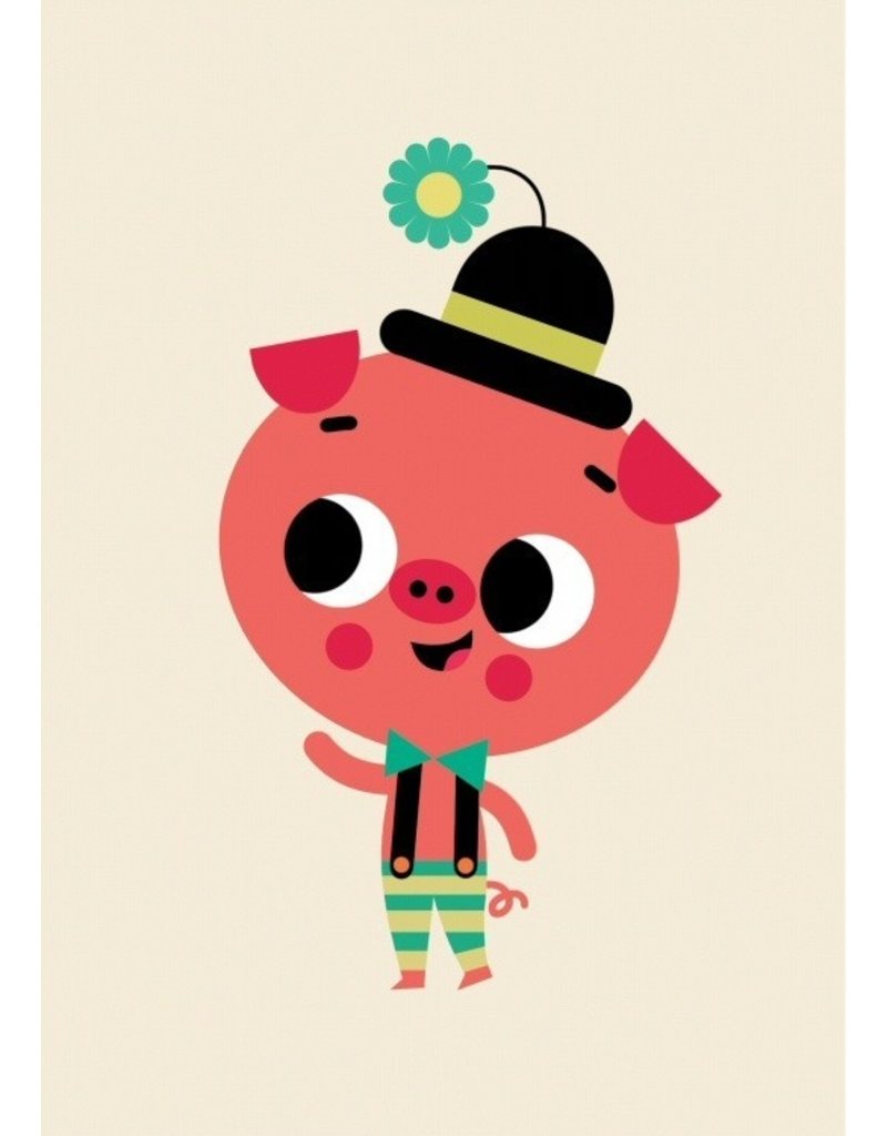 Petit Monkey Postcard Pig