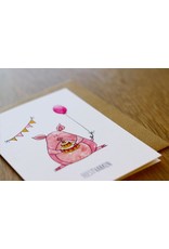 Juulz Illustrations & Design Gevouwen kaart - Feestvarken