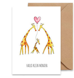 Juulz Illustrations & Design Gevouwen kaart - Hallo klein wonder giraffen