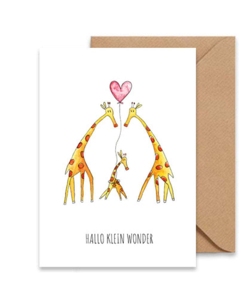 Juulz Illustrations & Design Gevouwen kaart - Hallo klein wonder giraffen