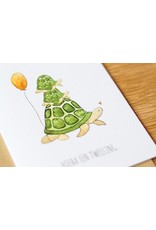 Juulz Illustrations & Design Gevouwen kaart - Hoera een tweeling schildpadjes