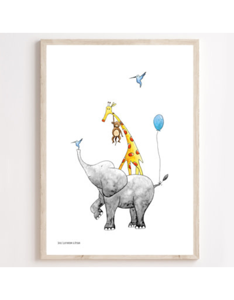 Juulz Illustrations & Design Poster Stapeldieren Blauw